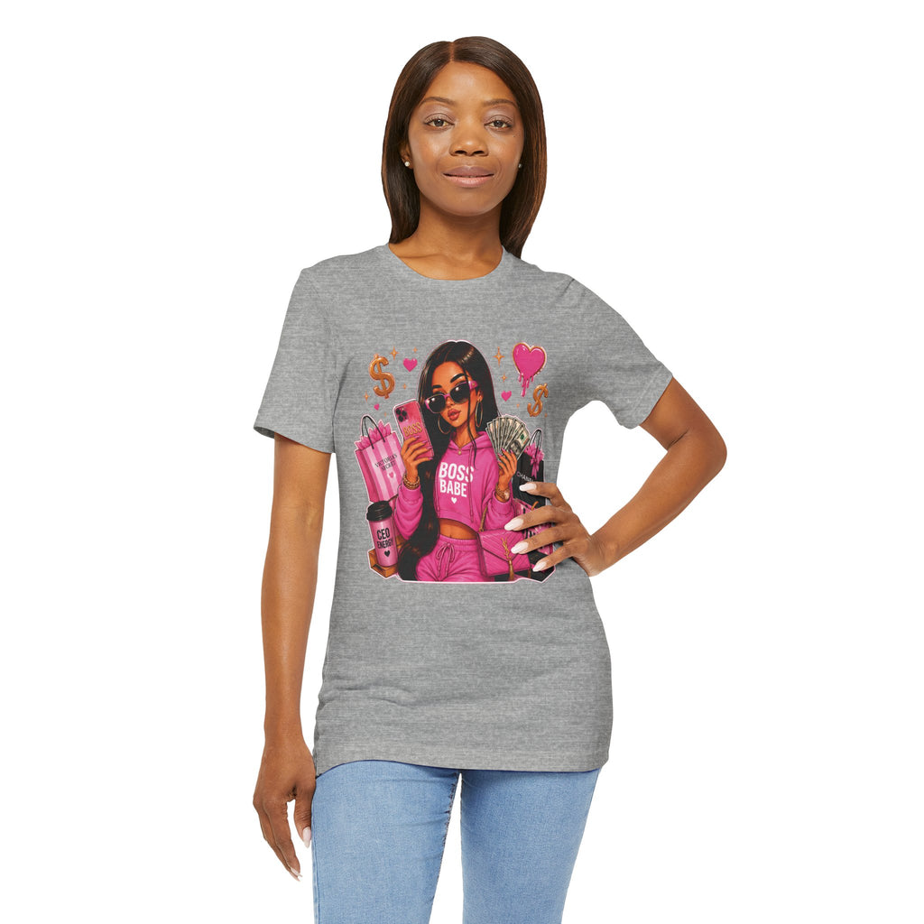 Boss Babe Pink Fashion Tee — Women’s Glam Money & Shopping Graphic Shirt