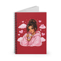 Notebook — Cozy Girl Drinking Boba Illustration (Ruled Spiral)
