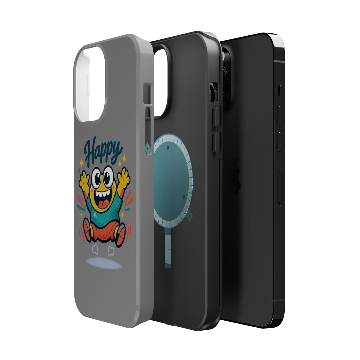 Happy Monster Magnetic Protective Phone Case Gray