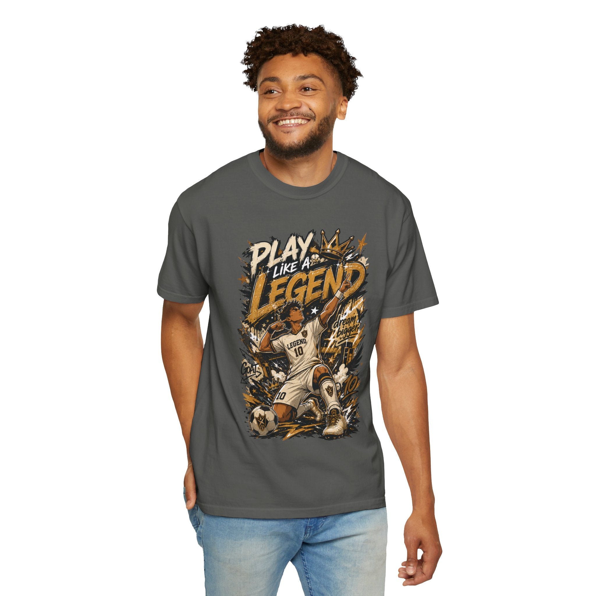Play Like a Legend Soccer T-Shirt — Vintage Goal Celebration Graphic Tee