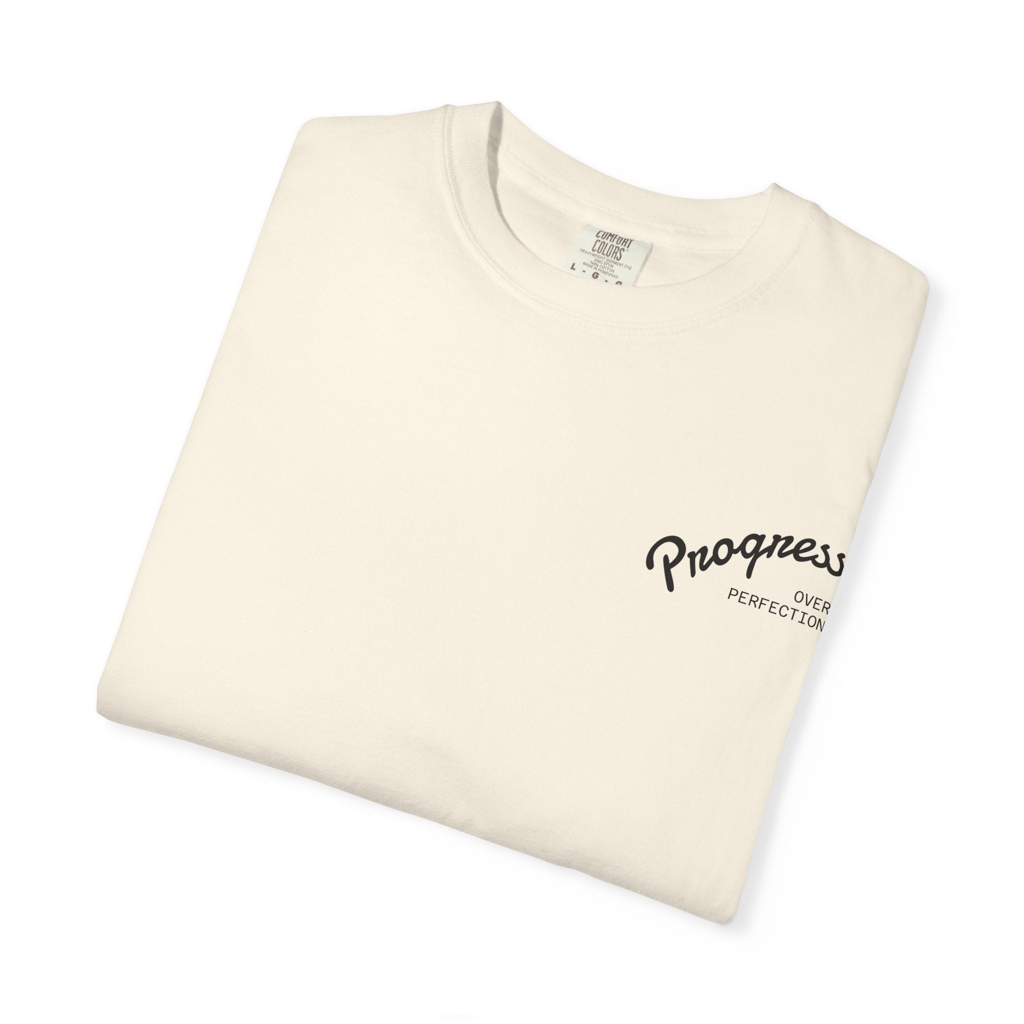 Progress Script Pocket Tee — Garment-Dyed White T-Shirt