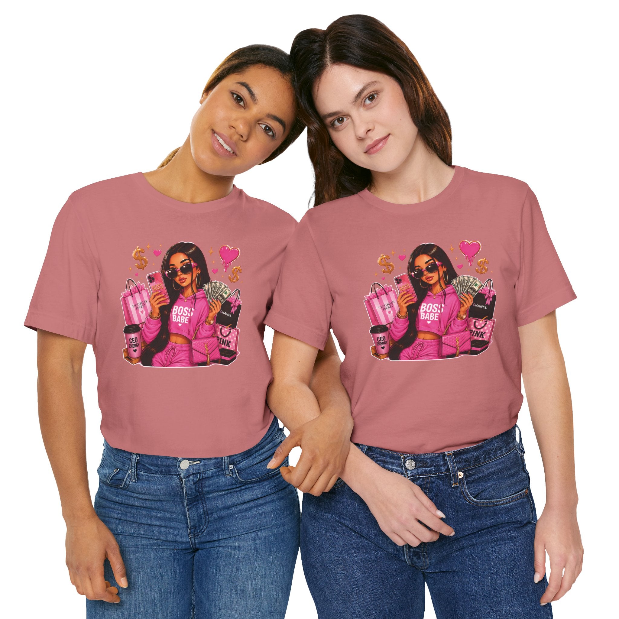 Boss Babe Pink Fashion Tee — Women’s Glam Money & Shopping Graphic Shirt
