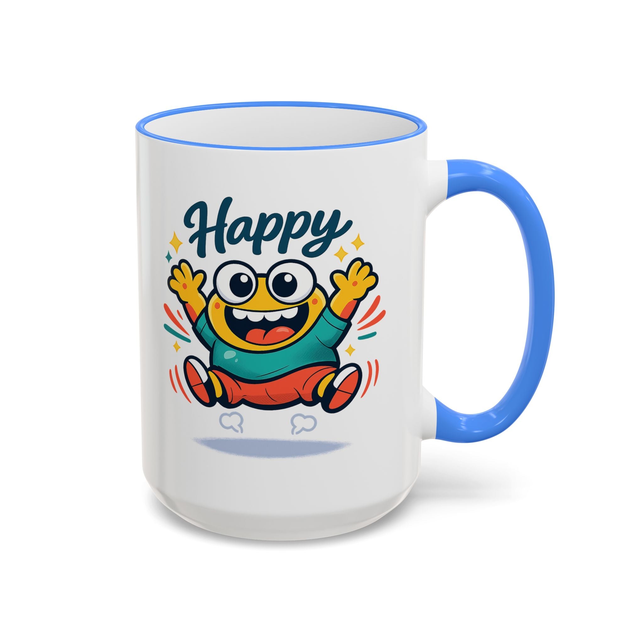 Happy Monster Accent Mug - Cute Cartoon Coffee Cup (11oz/15oz)