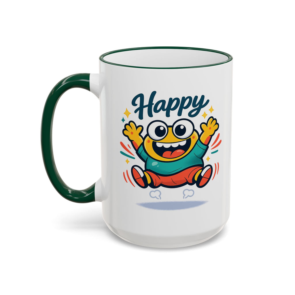 Happy Monster Accent Mug - Cute Cartoon Coffee Cup (11oz/15oz)