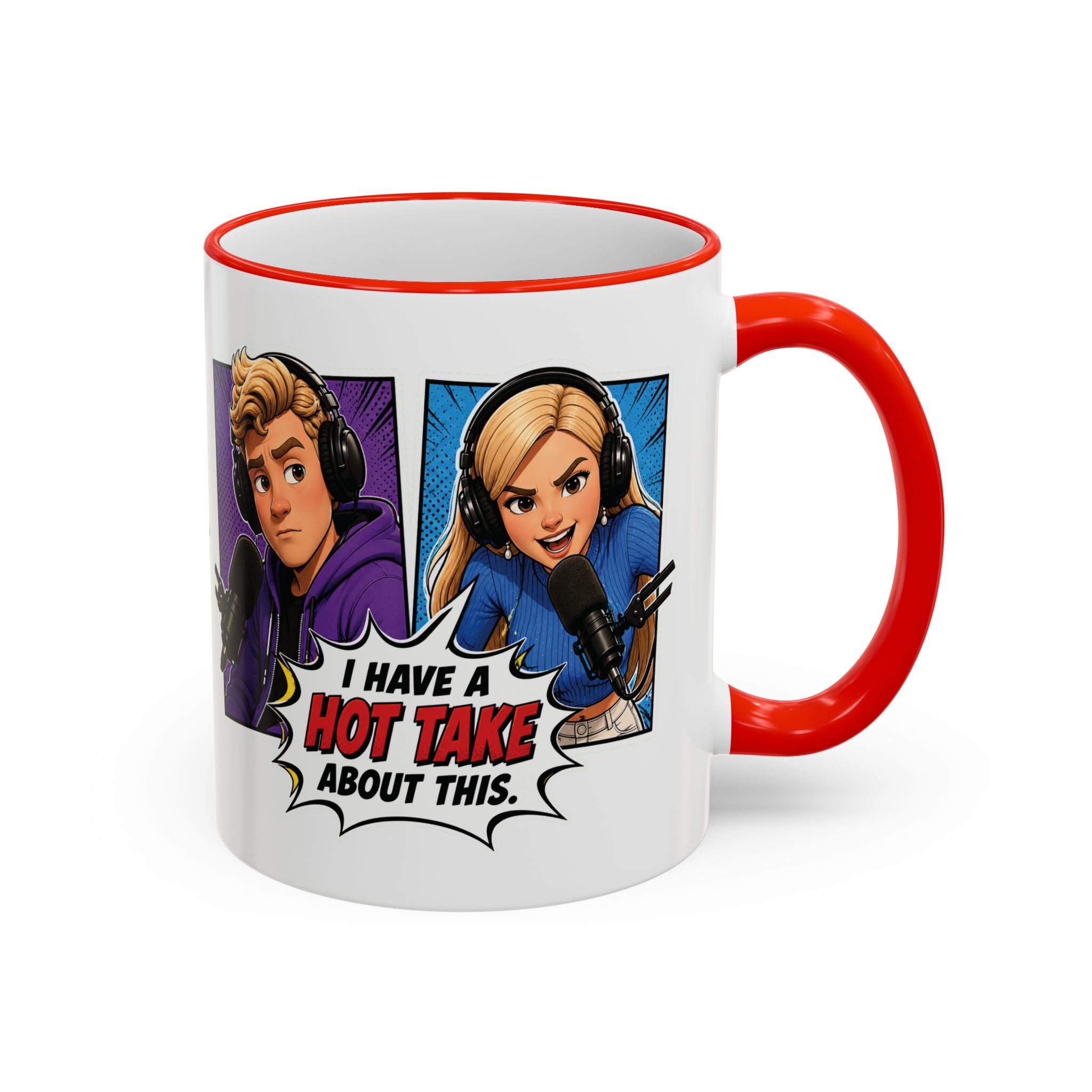 Jake And Emma Hot Take Accent Rim Mug – I Have A Hot Take About This Comic Coffee Cup (11oz/15oz)