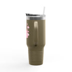 40oz Insulated Travel Mug — Cozy Girl Pink Hoodie Design