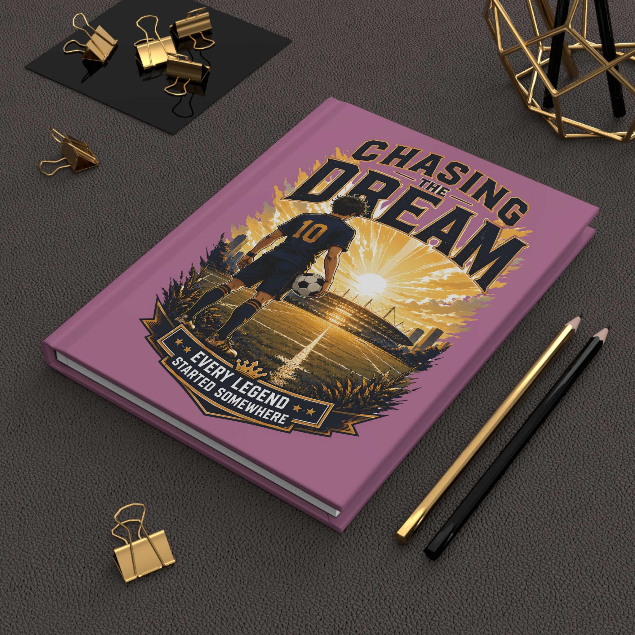 Chasing the Dream Soccer Journal — Personalized Hardcover Notebook (Your Name & Number)