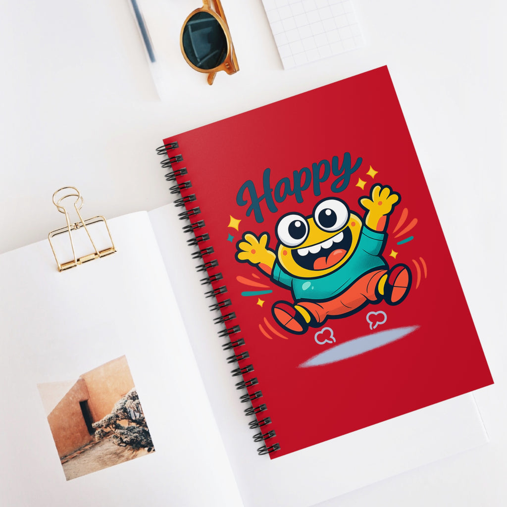 Happy Cartoon Monster Spiral Notebook — Ruled Journal for Kids & Teens