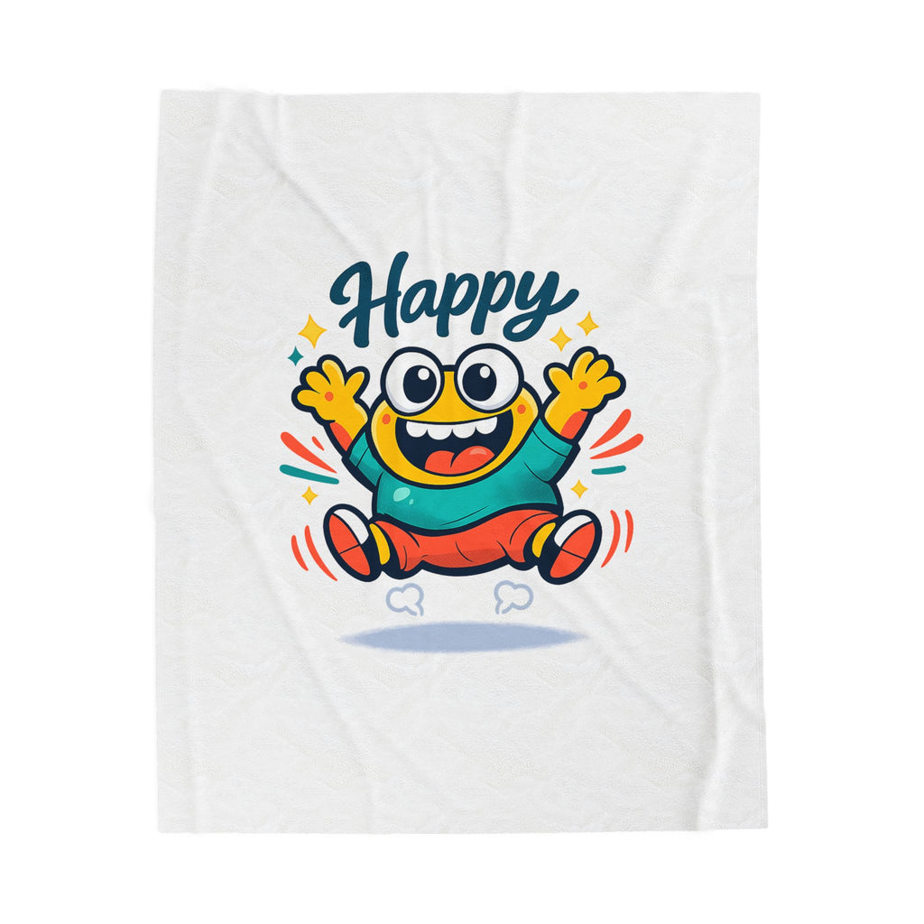 Happy Mood Face Velveteen Blanket - Cute Cartoon Throw