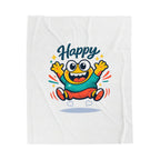 Happy Mood Face Velveteen Blanket - Cute Cartoon Throw