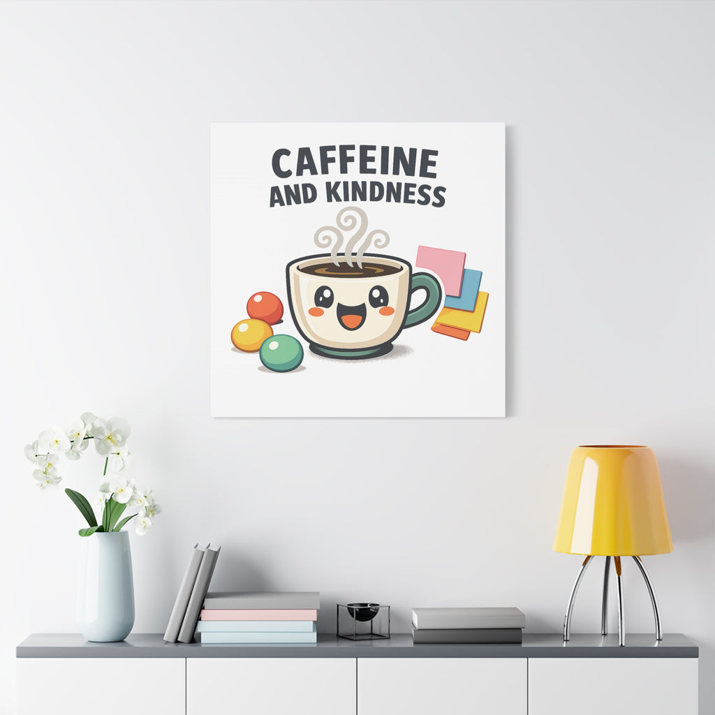 Caffeine and Kindness Canvas | Office Humor, Coffee Fuel Wall Art