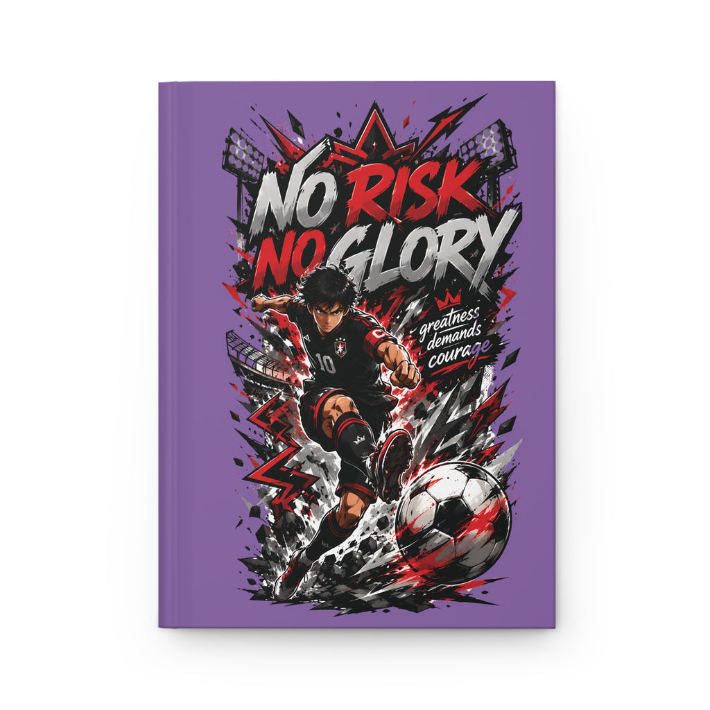 Soccer Journal — "No Risk No Glory" Motivational Hardcover (Custom Name & Number)