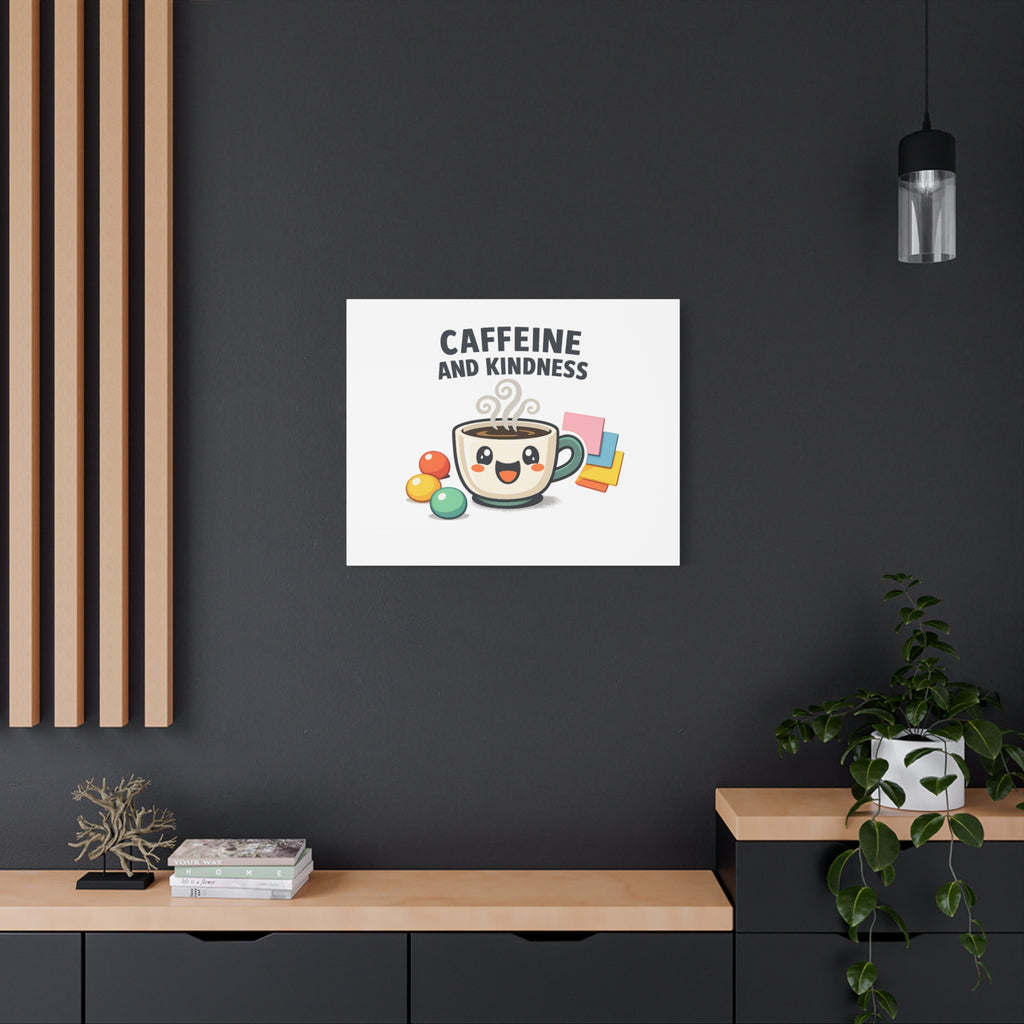 Caffeine and Kindness Canvas | Office Humor, Coffee Fuel Wall Art