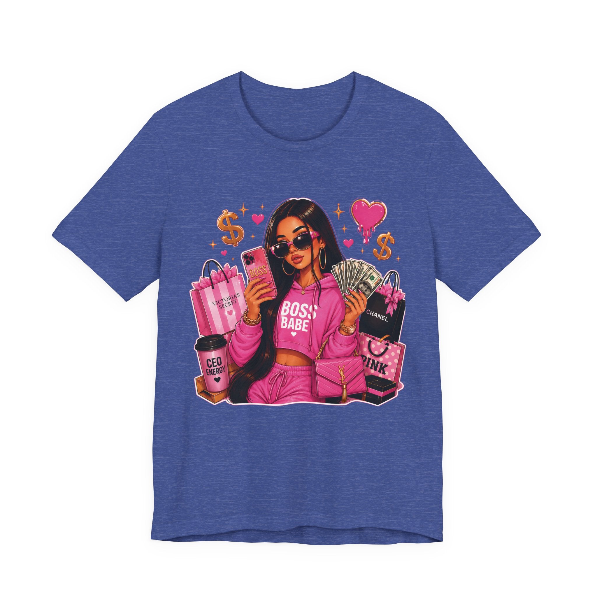 Boss Babe Pink Fashion Tee — Women’s Glam Money & Shopping Graphic Shirt