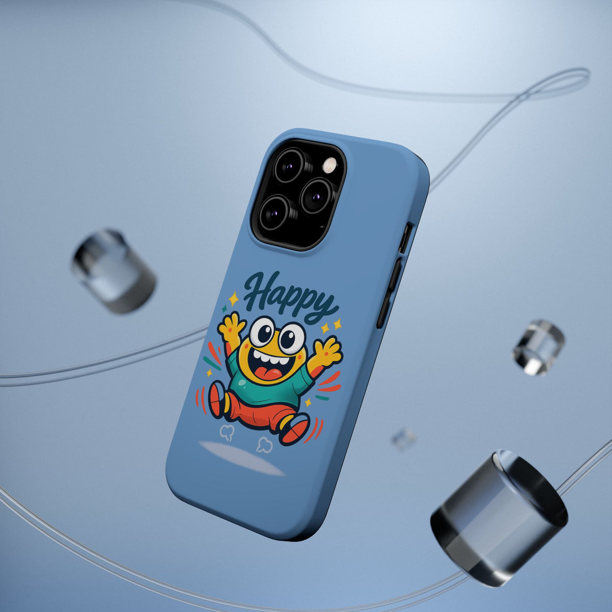 Happy Monster Magnetic Protective Phone Case Blue