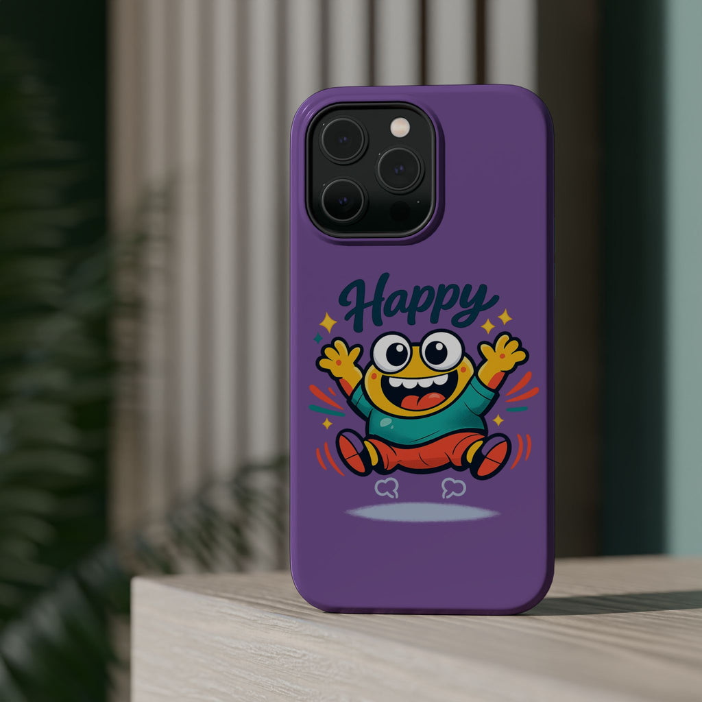 Happy Monster Magnetic Protective Phone Case Purple