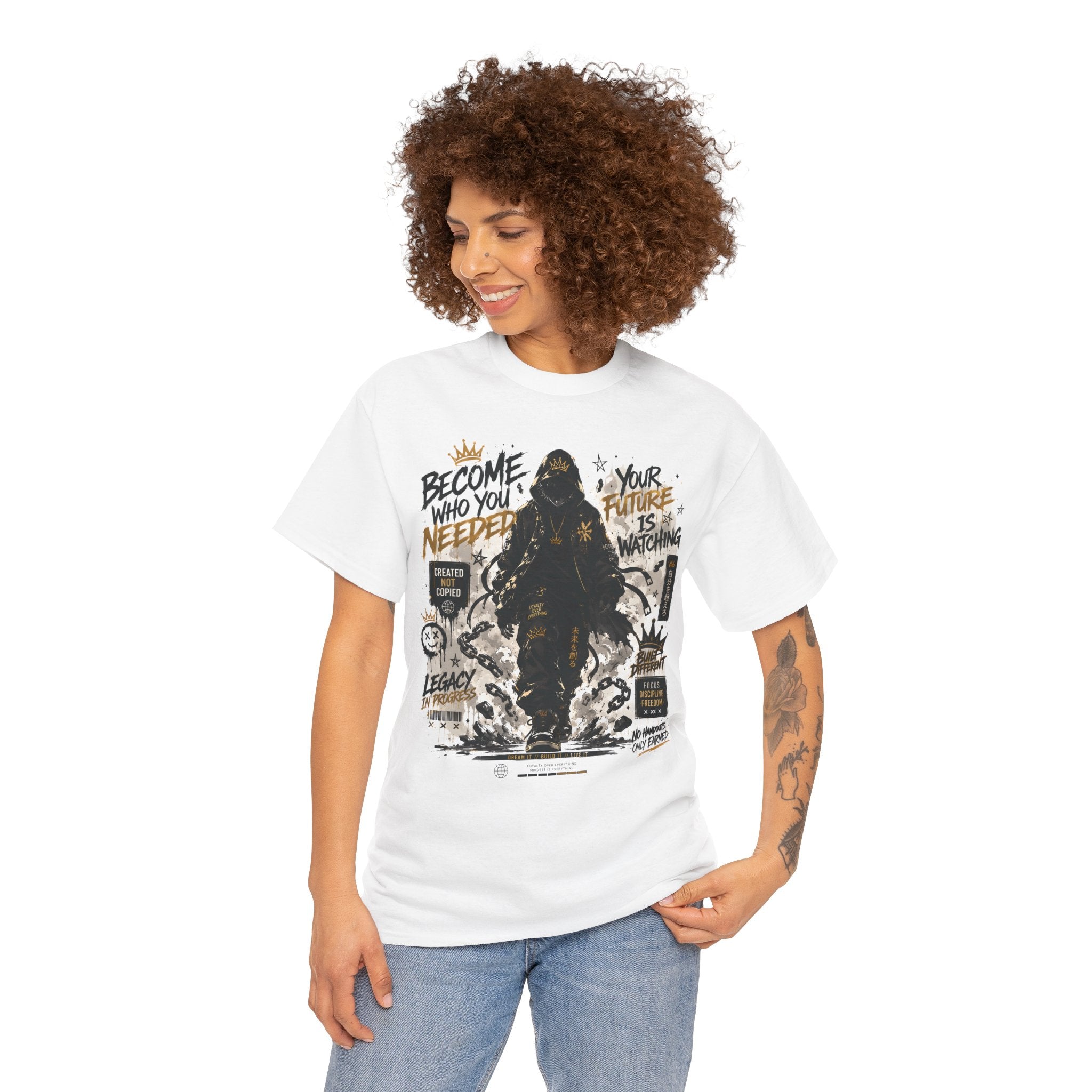 Motivational Soldier Graphic Tee – "Become Who You Need" Inspirational Military Design