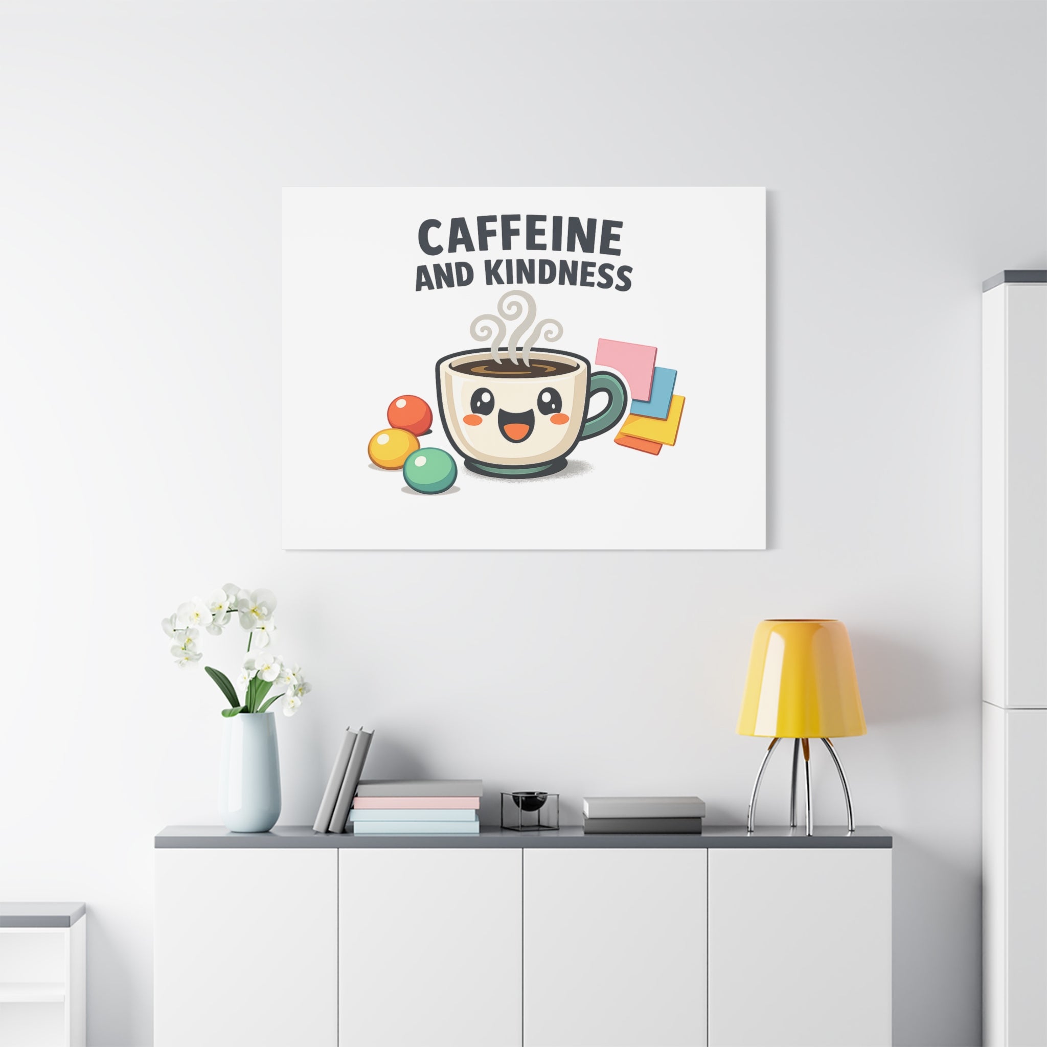 Caffeine and Kindness Canvas | Office Humor, Coffee Fuel Wall Art