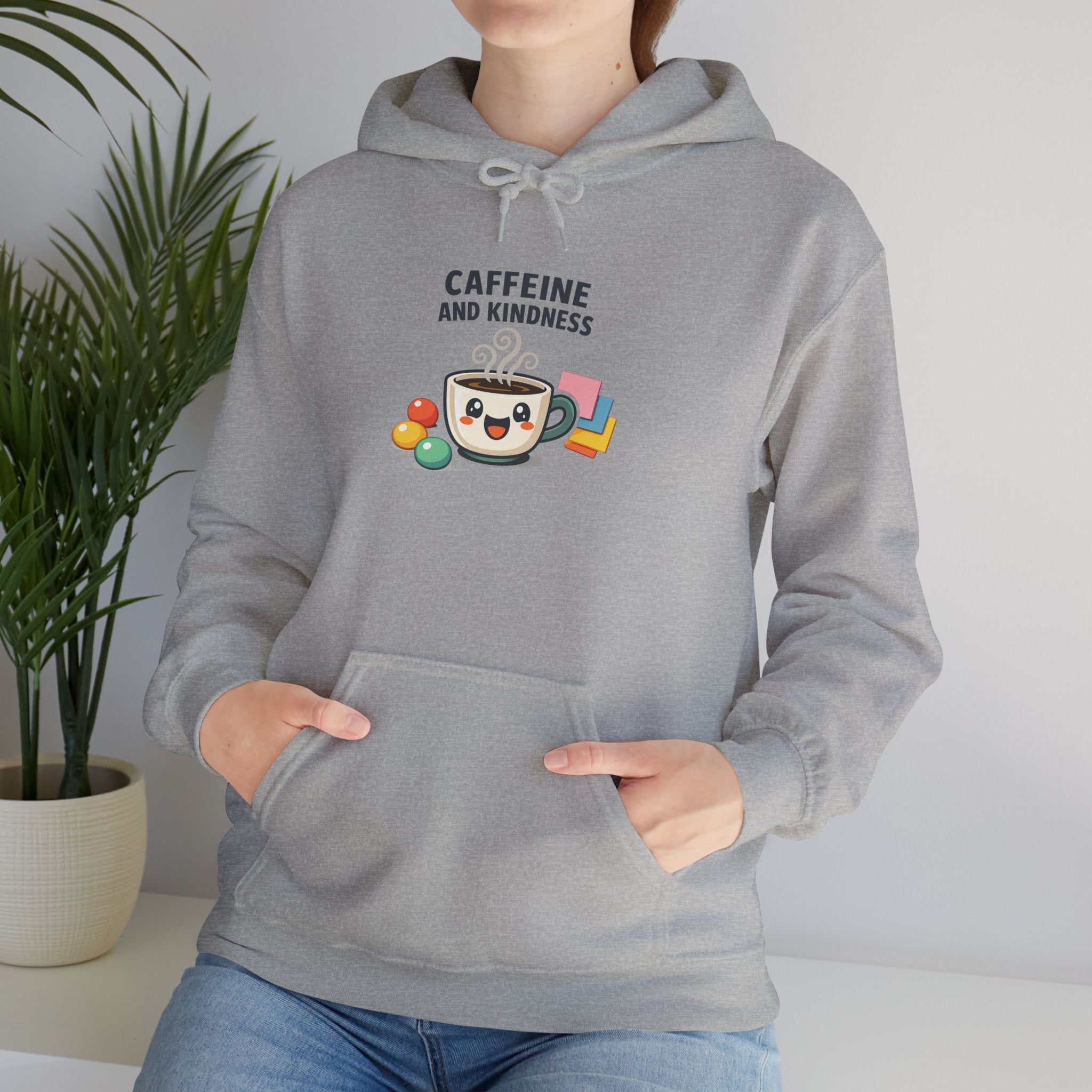 Caffeine and Kindness Hoodie - Cozy Coffee-Themed Sweatshirt