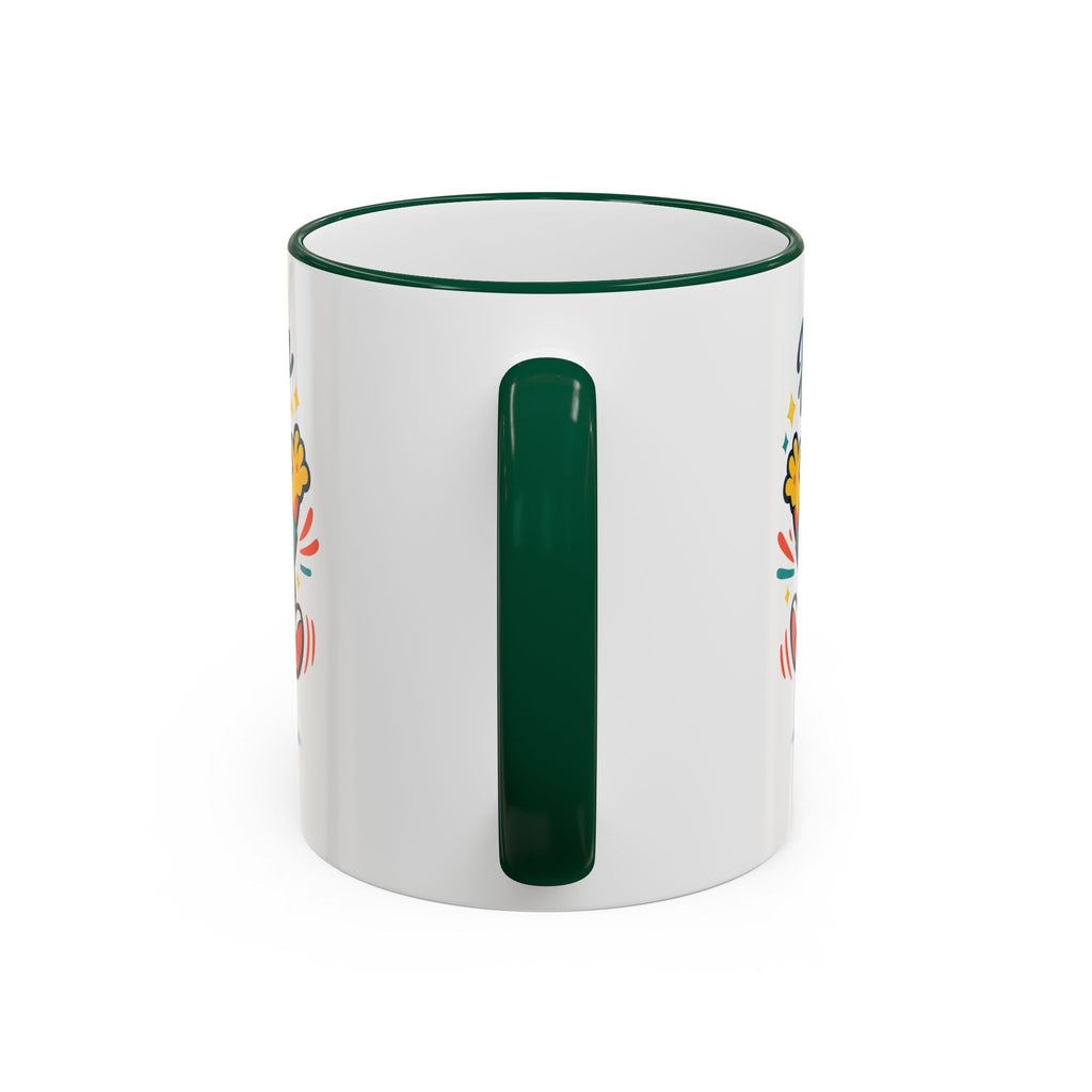 Happy Monster Accent Mug - Cute Cartoon Coffee Cup (11oz/15oz)