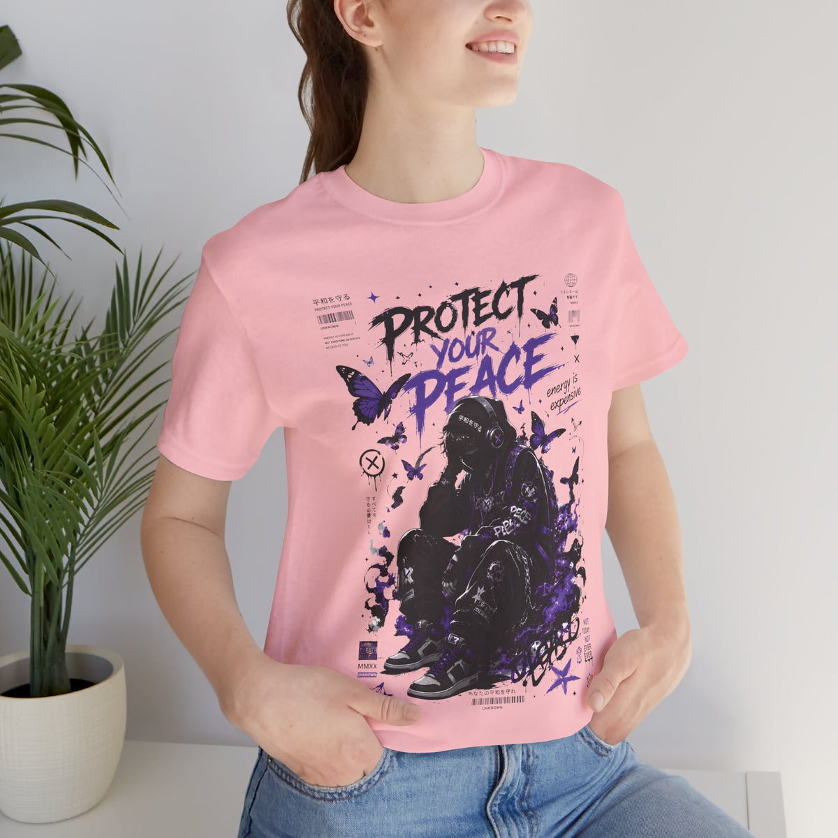 Protect Your Peace Gothic Butterfly Graphic T Shirt