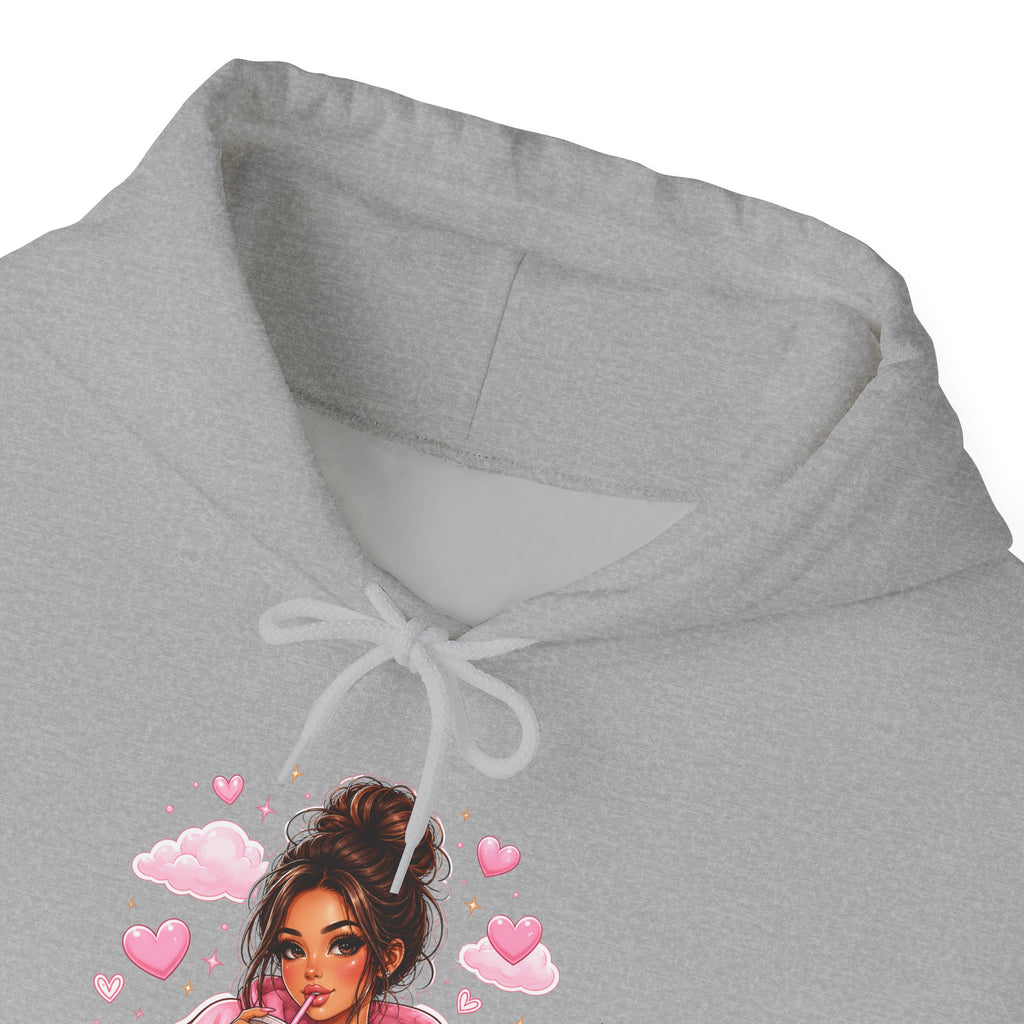 Cute Pink Heart Girl Hoodie — Cozy Graphic Sweatshirt