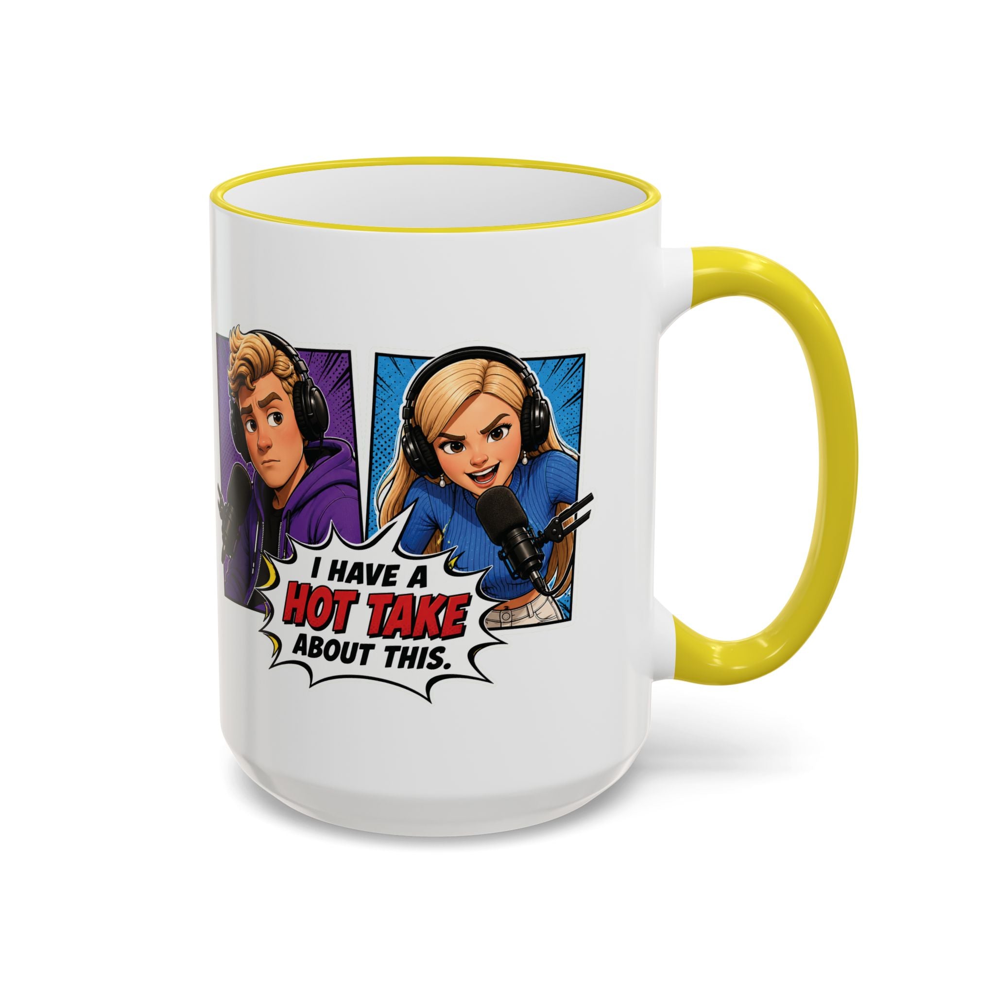 Jake And Emma Hot Take Accent Rim Mug – I Have A Hot Take About This Comic Coffee Cup (11oz/15oz)