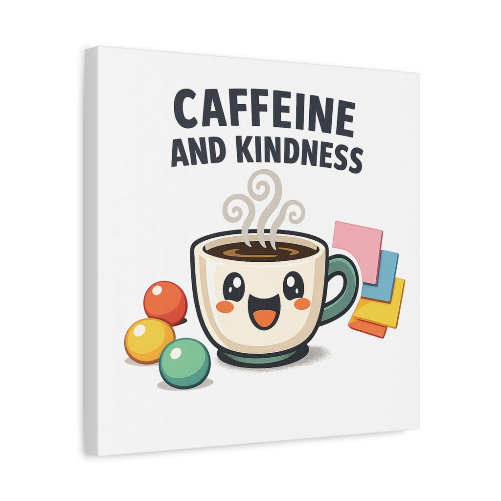 Caffeine and Kindness Canvas | Office Humor, Coffee Fuel Wall Art