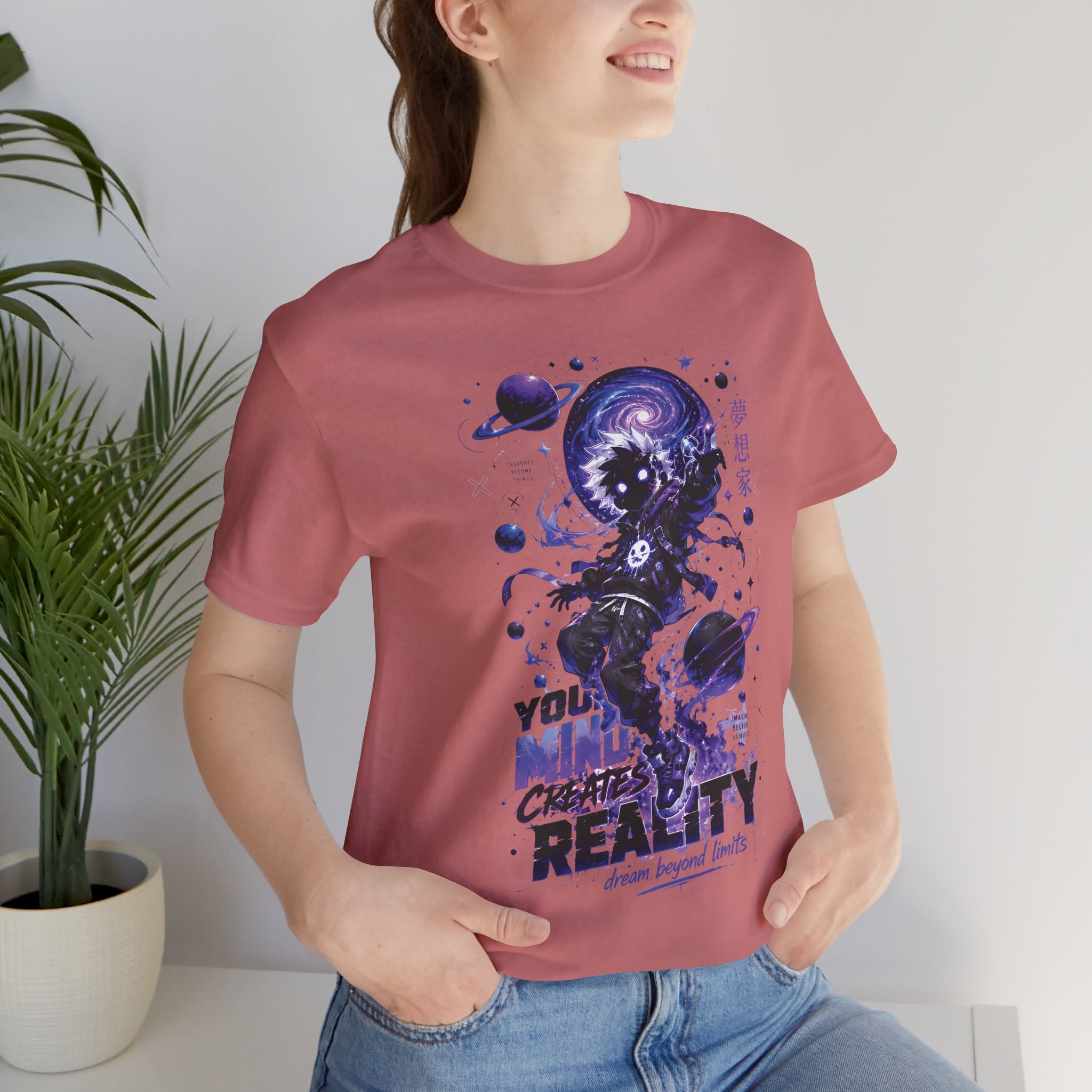 Astronaut Galaxy Tee — "Your Mind Creates Reality" Space Graphic T-Shirt