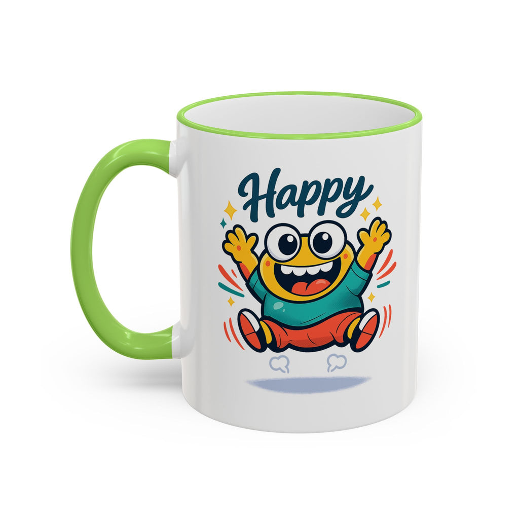 Happy Monster Accent Mug - Cute Cartoon Coffee Cup (11oz/15oz)