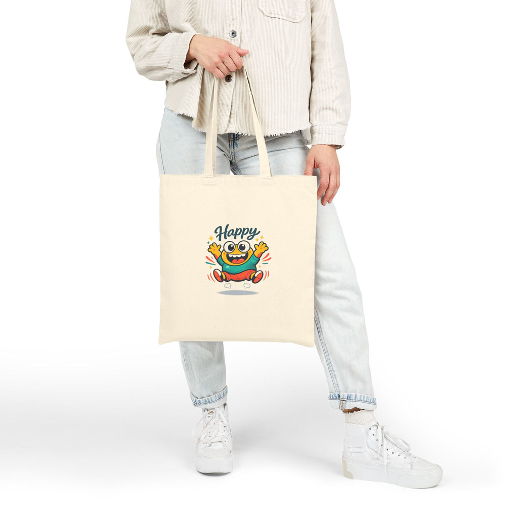 Happy Blob Face Tote Cute Kawaii Canvas Bag