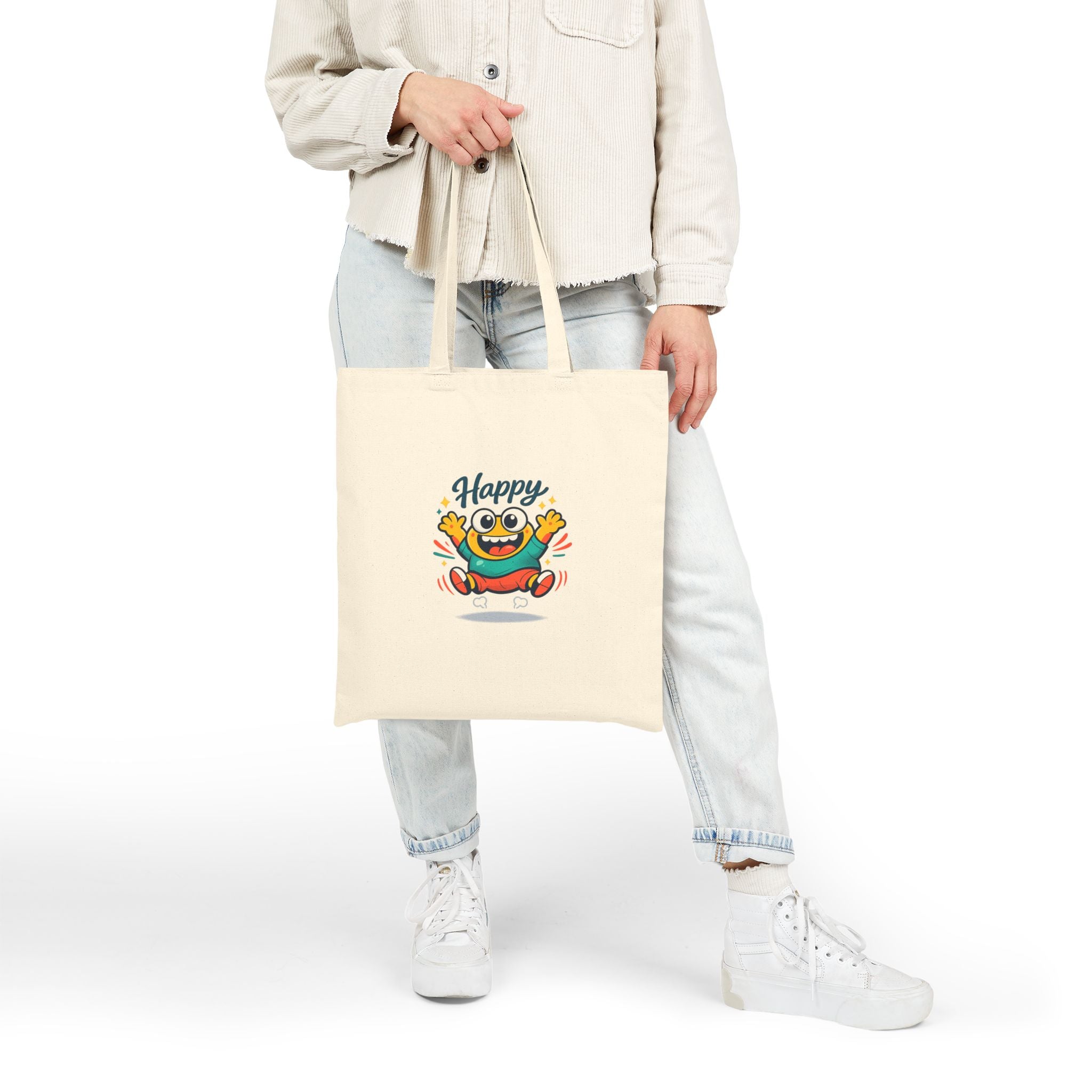 Happy Blob Face Tote Cute Kawaii Canvas Bag