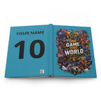 One Game One World Soccer Hardcover Journal — Personalized Team Jersey Notebook