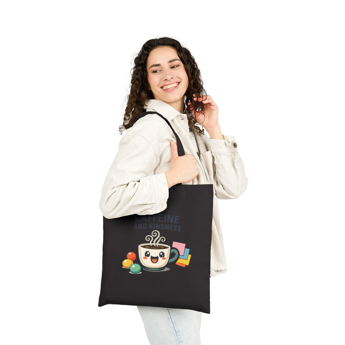 Caffeine and Kindness Coffee Canvas Tote Bag