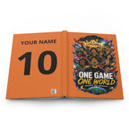 One Game One World Soccer Hardcover Journal — Personalized Number 10 Notebook