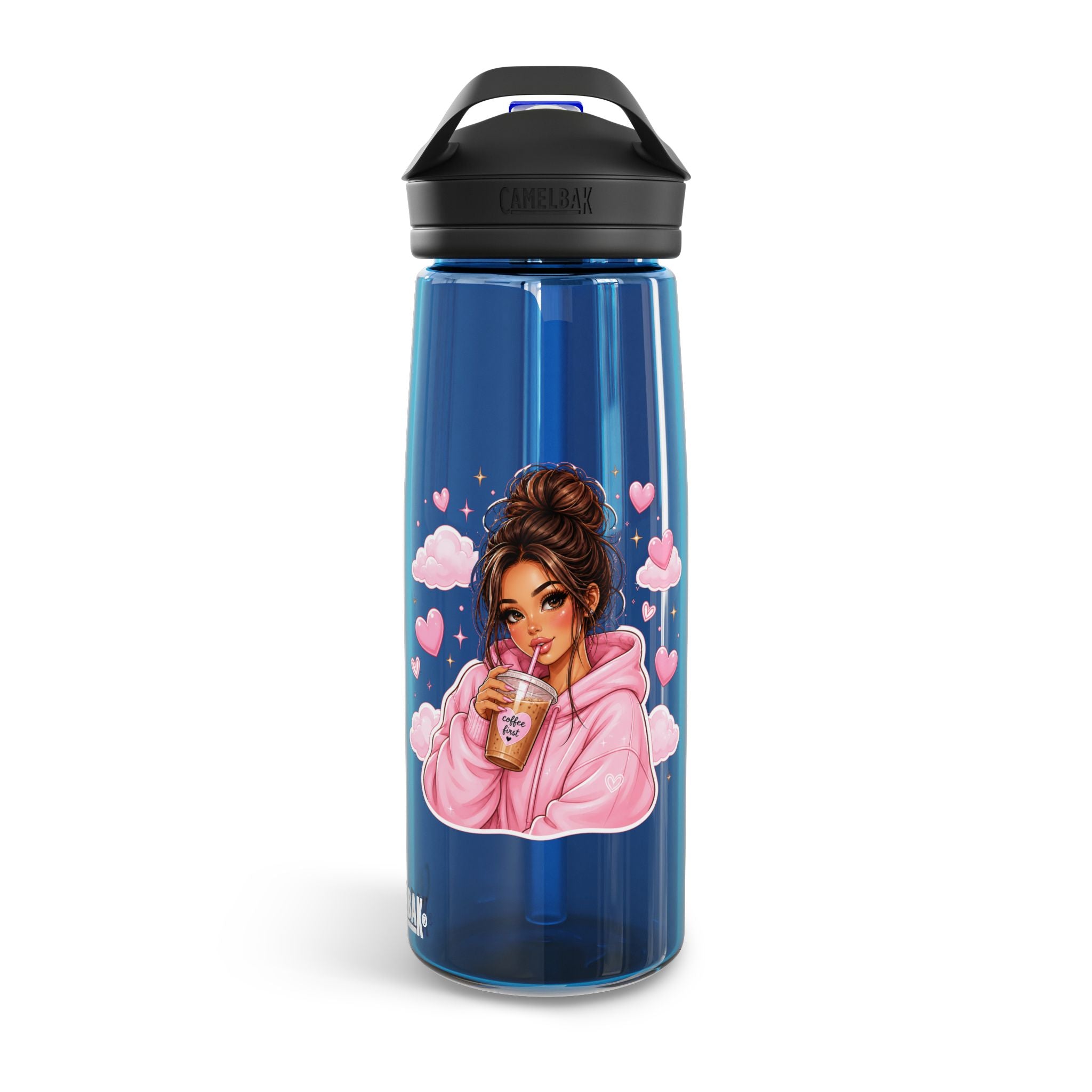 Cute Girl Sipping Boba Water Bottle — CamelBak Eddy 20/25oz