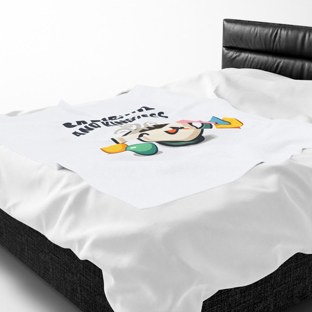 Caffeine and Kindness Velveteen Blanket - Cozy Coffee-Themed Throw