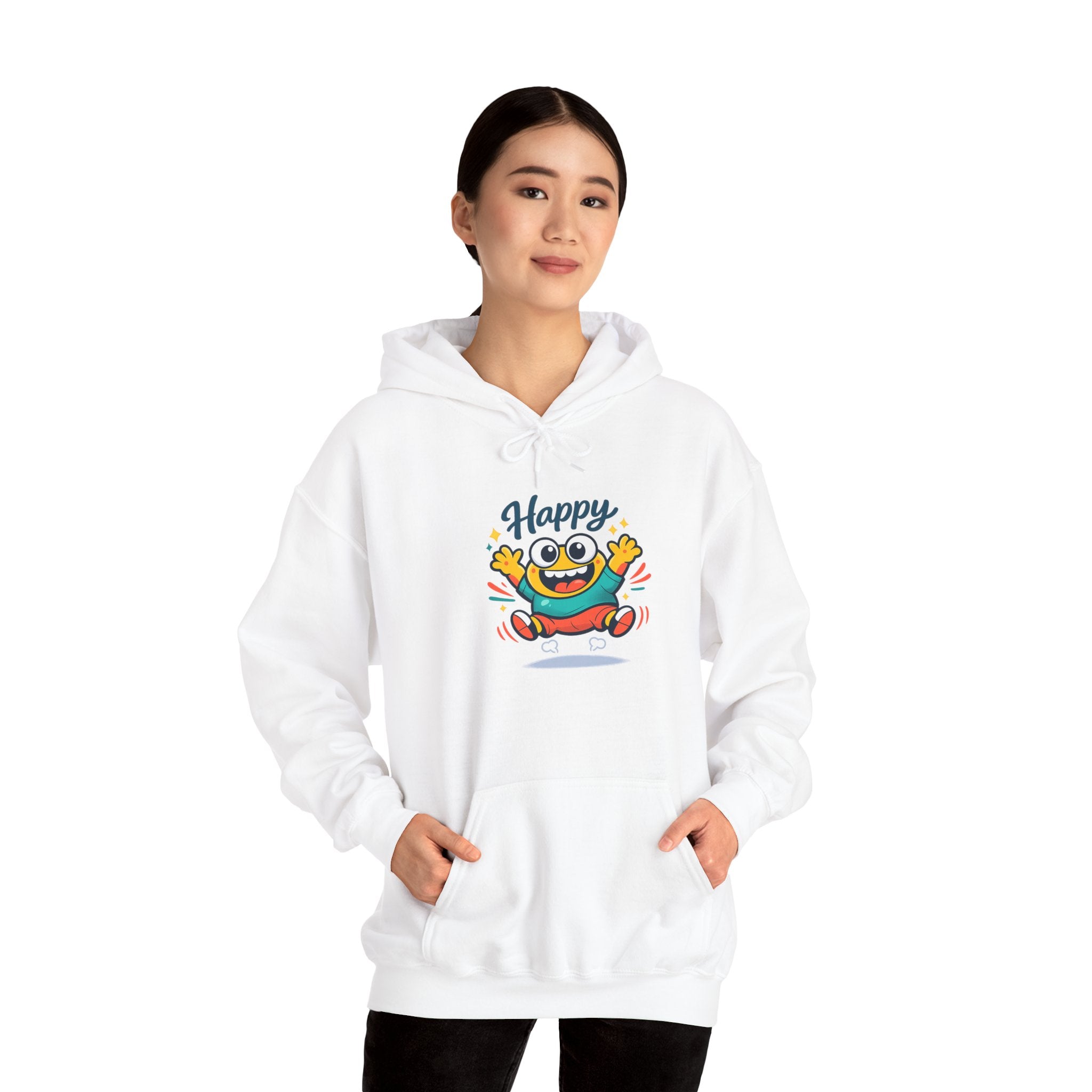 Happy Blob Cartoon Hoodie – Minimal Smiley Graphic Pullover