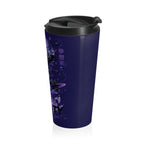 Galactic Dreamscape Travel Mug — 'Reality' Space Skull Stainless Steel Tumbler (Nautical Blue)