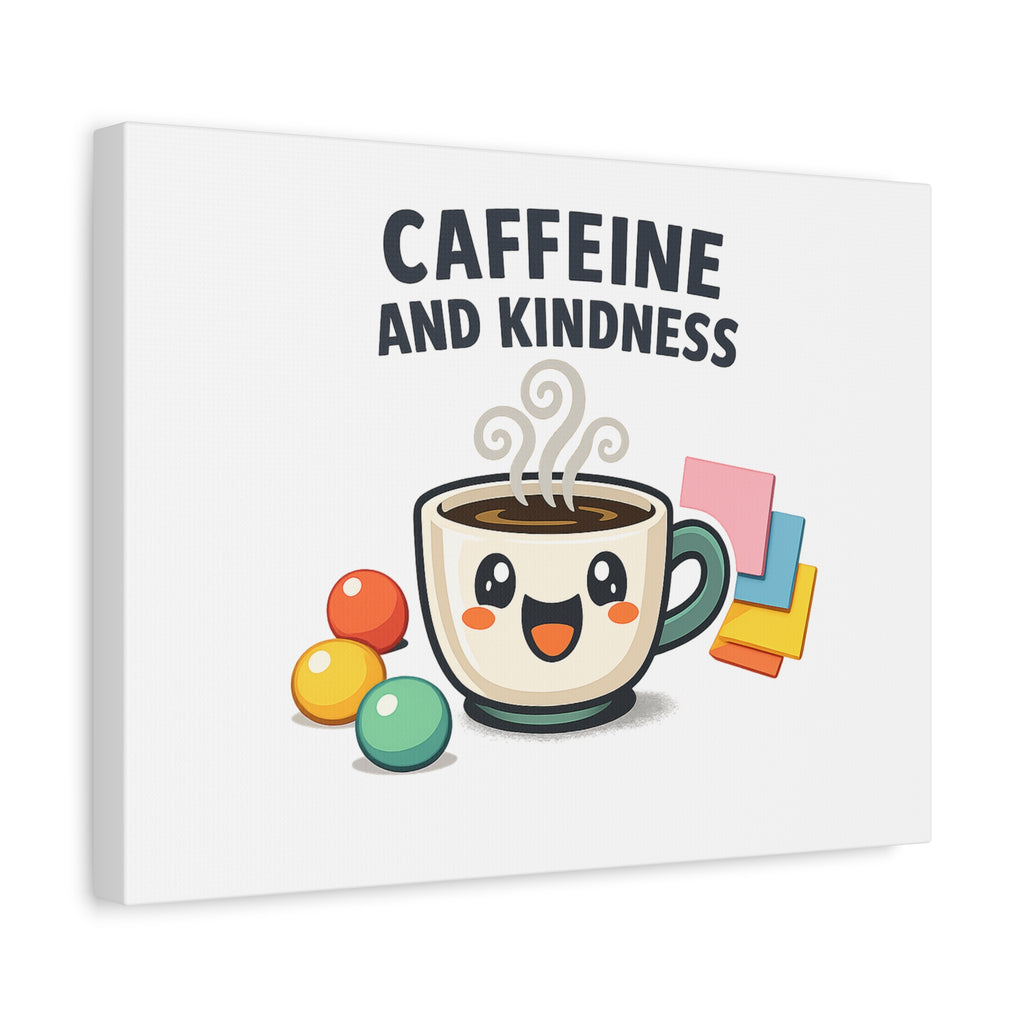 Caffeine and Kindness Canvas | Office Humor, Coffee Fuel Wall Art