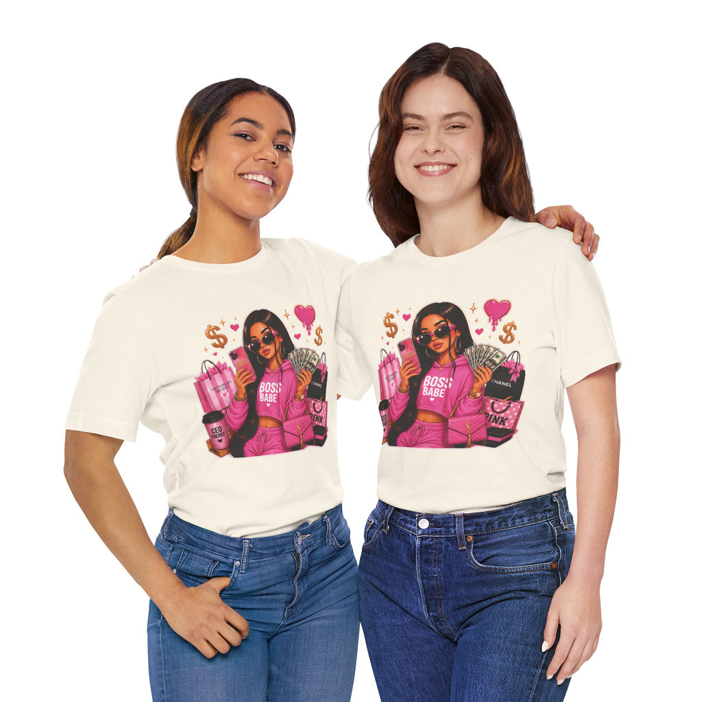 Boss Babe Pink Fashion Tee — Women’s Glam Money & Shopping Graphic Shirt