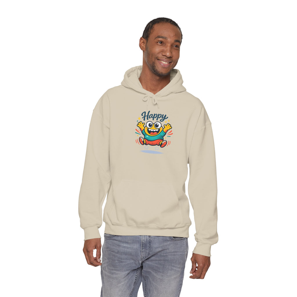 Happy Blob Cartoon Hoodie – Minimal Smiley Graphic Pullover