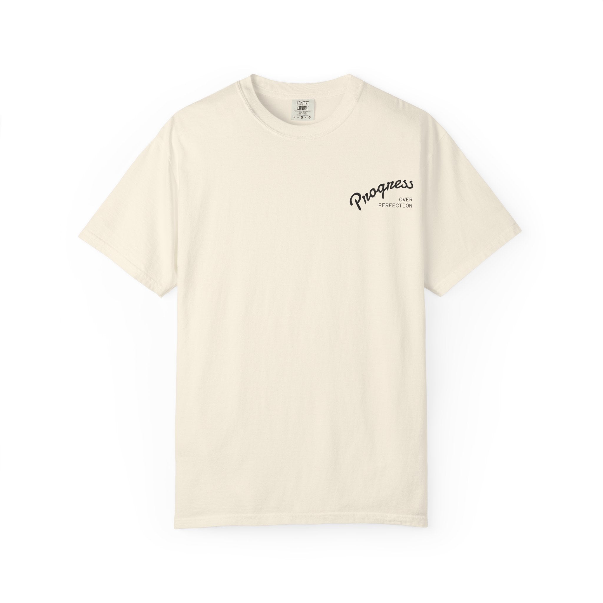 Progress Script Pocket Tee — Garment-Dyed White T-Shirt