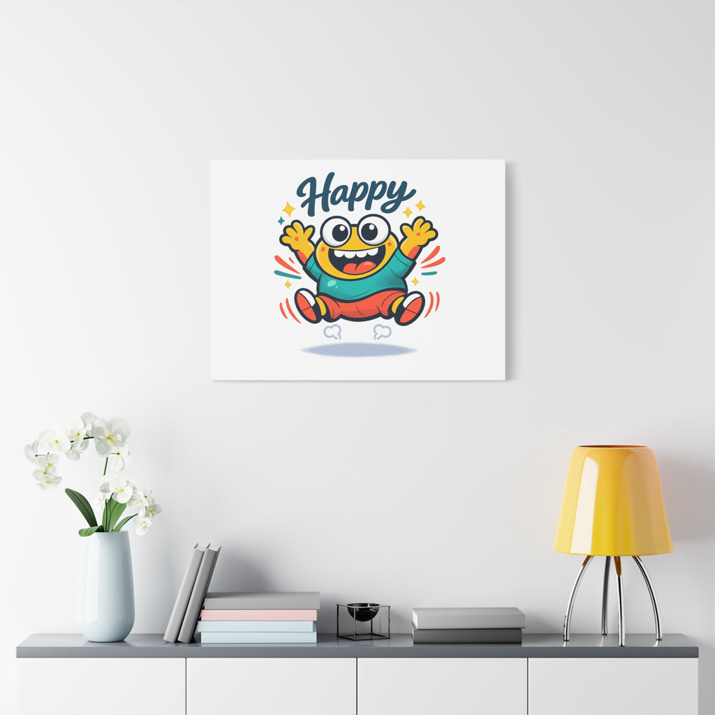 Happy Blob Cartoon Canvas | Bold Cartoon, Thick Outline, Kawaii Minimal