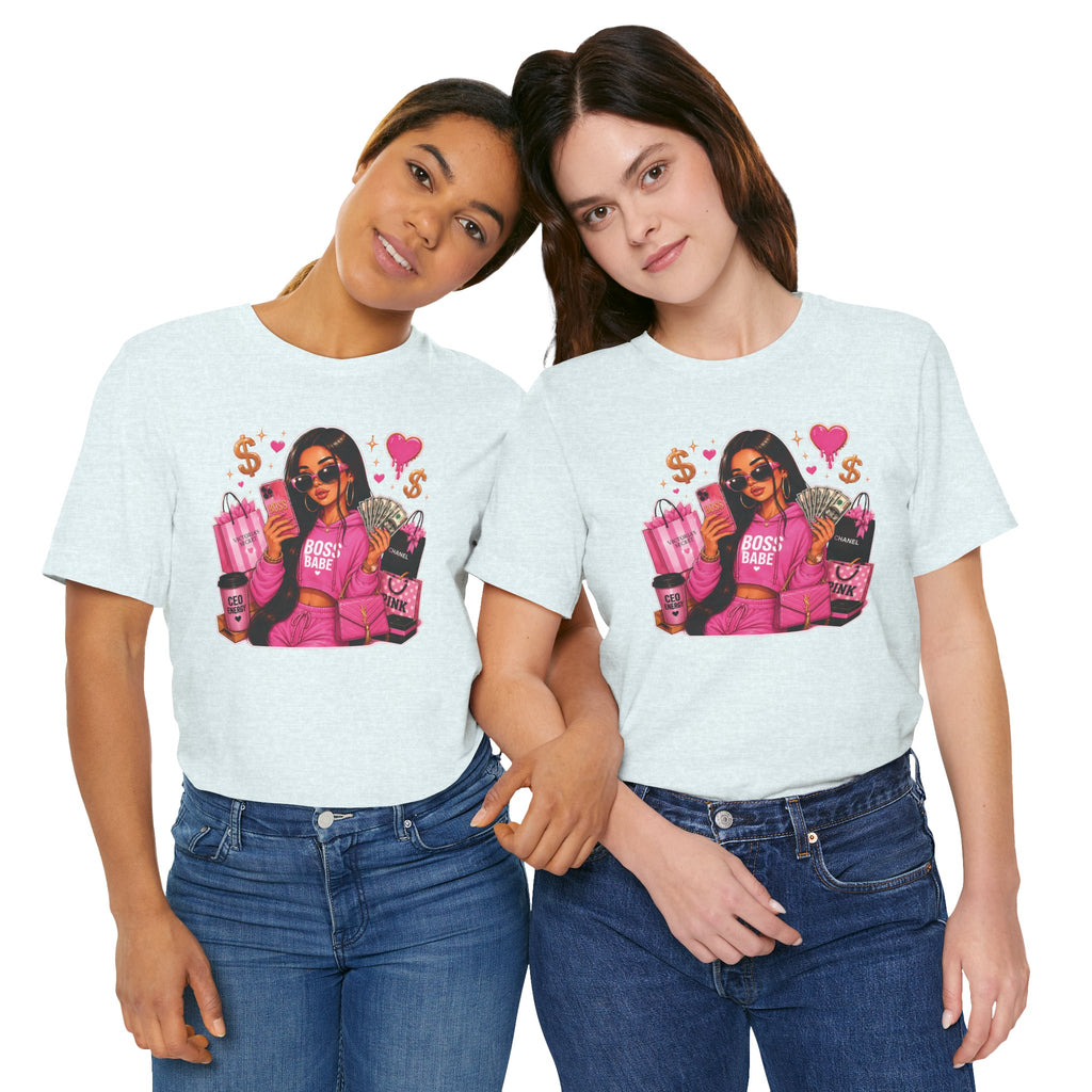 Boss Babe Pink Fashion Tee — Women’s Glam Money & Shopping Graphic Shirt