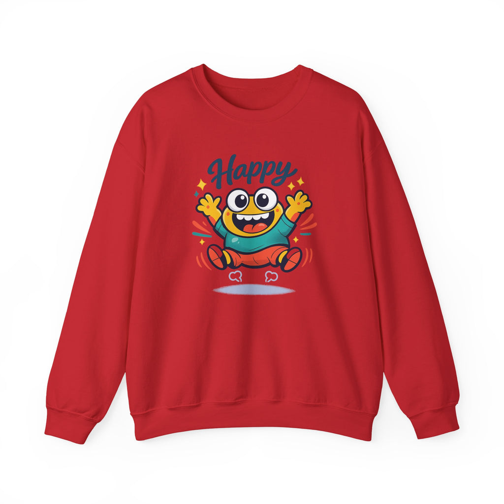 Happy Blob Cartoon Crewneck Sweatshirt | kawaii minimal, thick outline