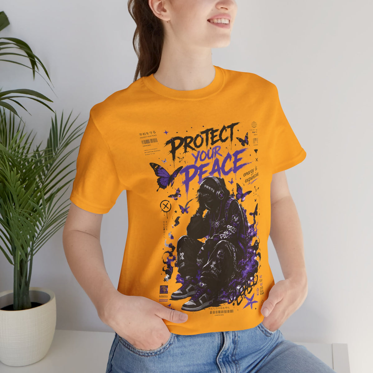 Protect Your Peace Gothic Butterfly Graphic T Shirt