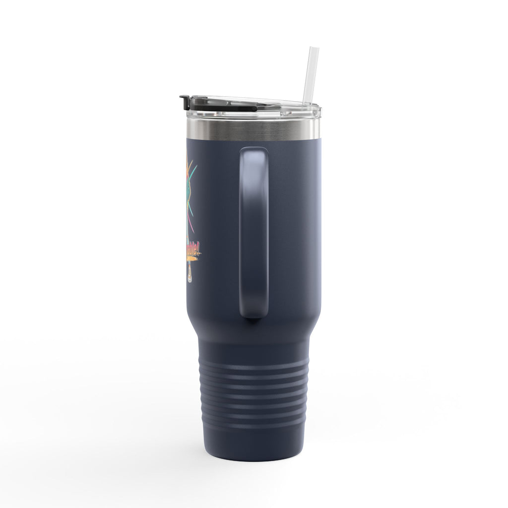 40oz Insulated Travel Mug — “I’m Unstoppable” Retro Fitness Graphic