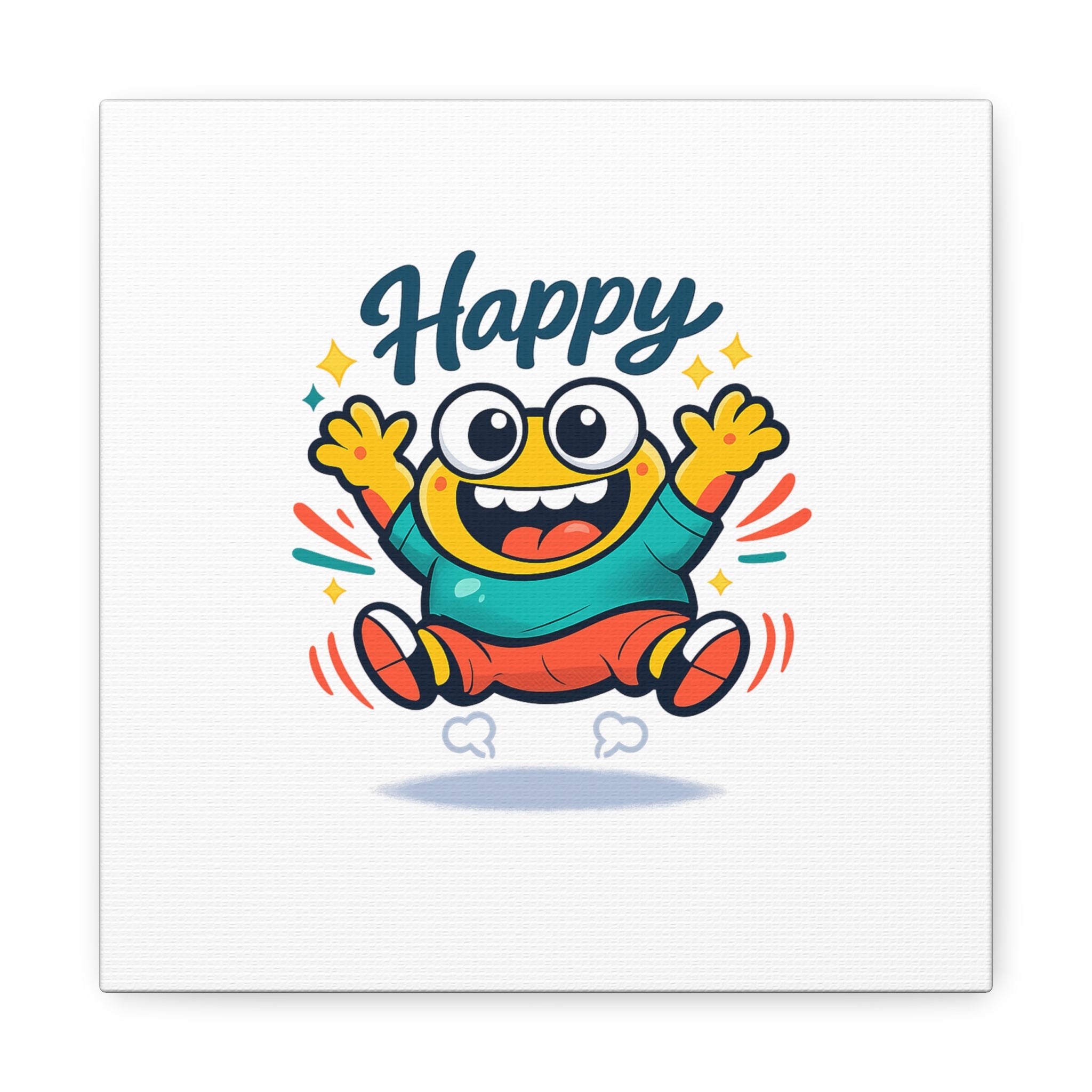 Happy Blob Cartoon Canvas | Bold Cartoon, Thick Outline, Kawaii Minimal