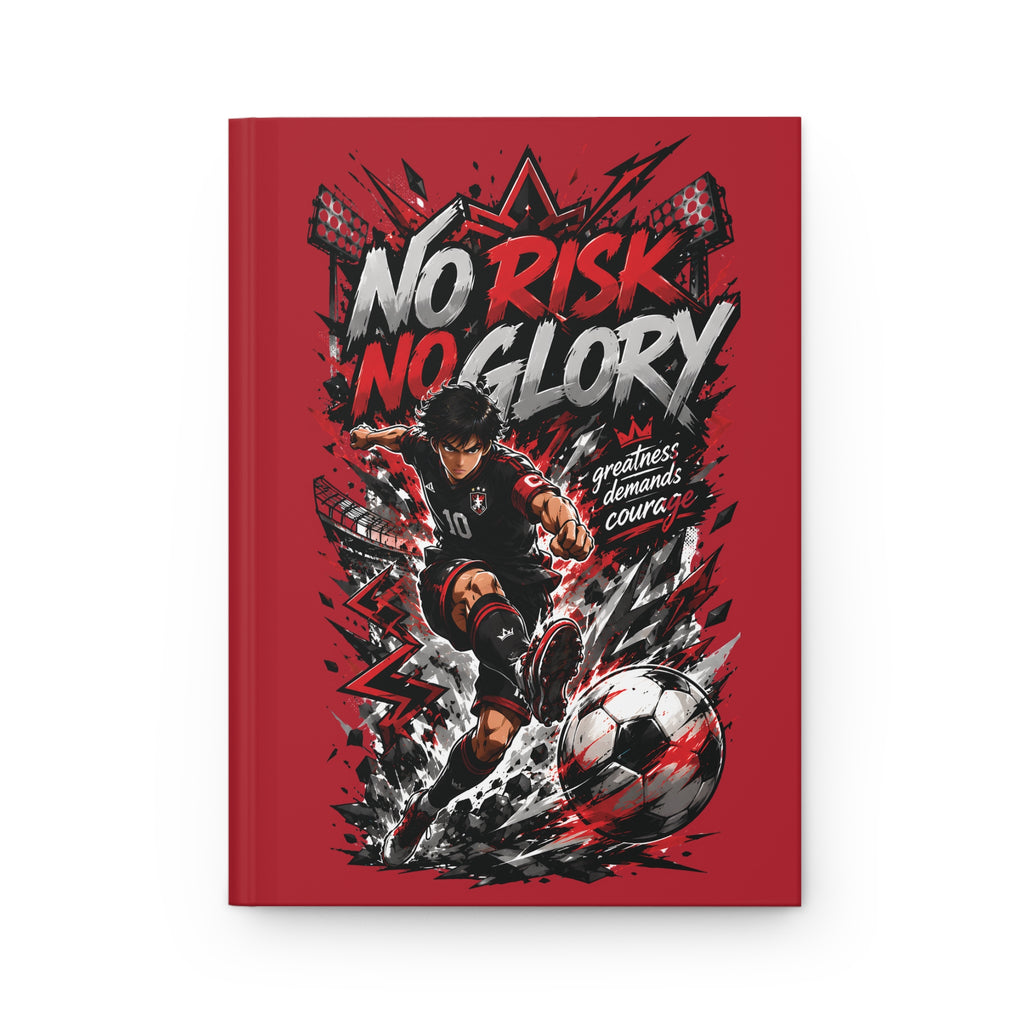 No Risk No Glory Soccer Hardcover Journal — Motivational Football Notebook
